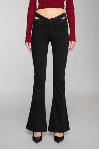 Low Rise Black Stretch Thermal Flared Jeans