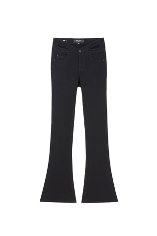 Low Rise Black Thermal Flared Jeans