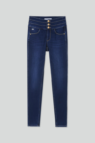 High Waist Slim Fit Blue Jeans