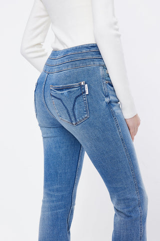 Three Ring High Waist Slim Fit White Flared Jeans