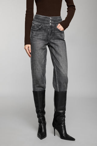 Black And Gray Straight Fit Jeans