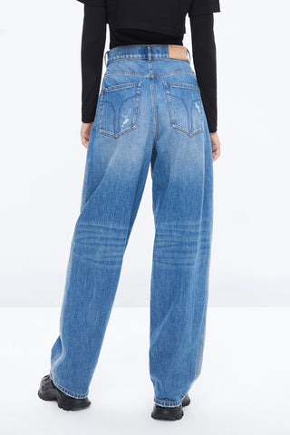 Vintage Wide Leg Jeans With Metal Chain