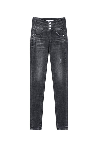 Black And Gray Stretch High Rise Skinny Jeans