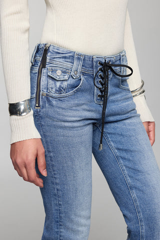 Lace-Up Sexy Low Rise Flared Jeans