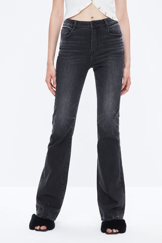 Black Grey Vintage Slim Fit Flared Jeans