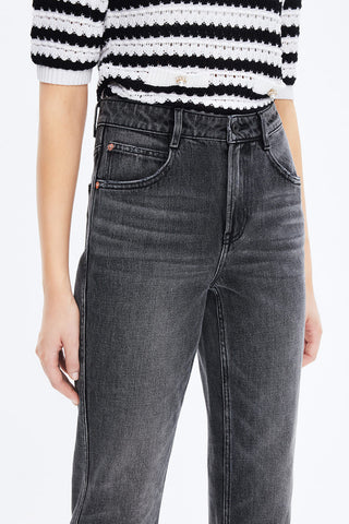 Black Grey Slim Fit Straight Jeans