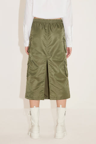 Vintage Army Green Utility Slit Skirt