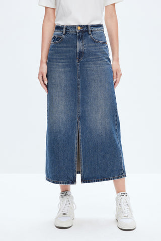 Vintage Blue Denim Straight Skirt