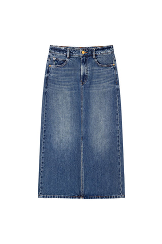 Vintage Blue Denim Straight Skirt