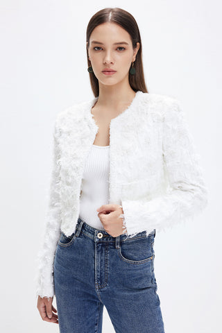 Delicate Beaded Butterfly Jacket With Shoulder Pad