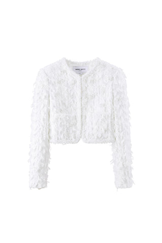 Delicate Beaded Butterfly Jacket With Shoulder Pad