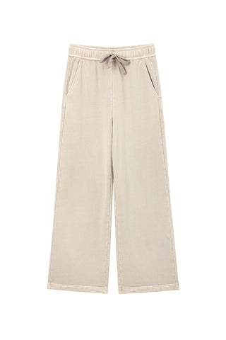 Drawsring Waist Cotton Knitted Wide-Leg Pants