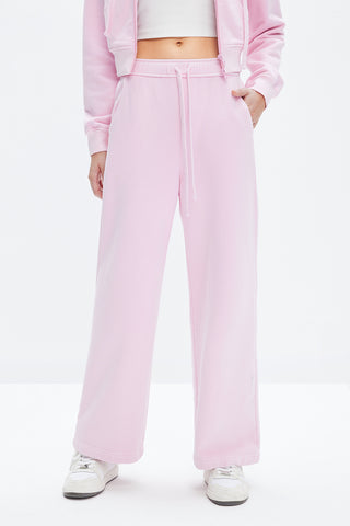 Drawsring Waist Cotton Knitted Wide-Leg Pants