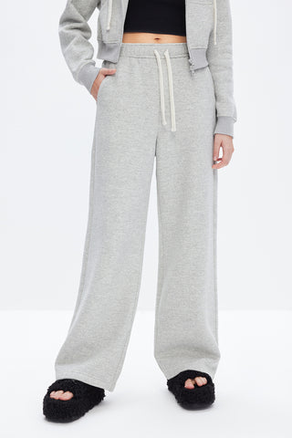 Drawsring Waist Cotton Knitted Wide-Leg Pants