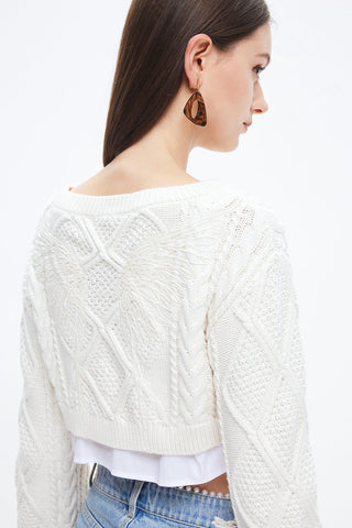 Angel Collection Splicing Cropped  Knit Top