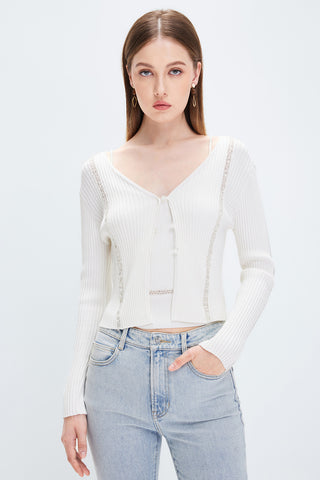 Sexy V-Neck Hollow Cotton Elastic Cropped Cardigan