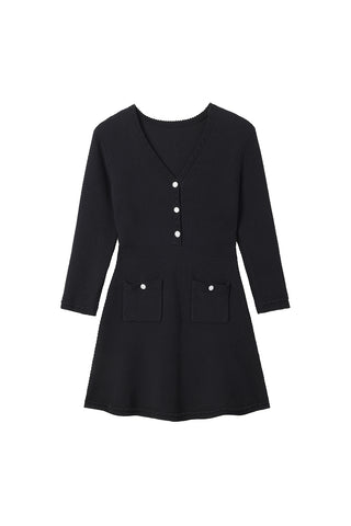 Elegant V-Neck Knit Dress