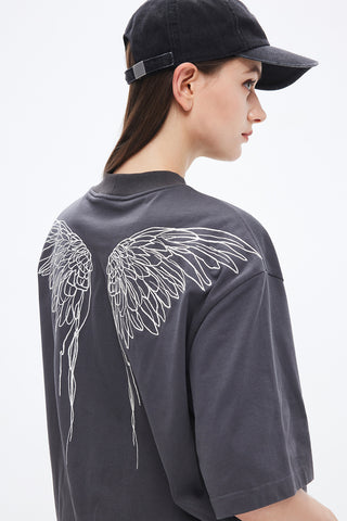 Angel Collection Embroidered Cotton Loose Fit T-Shirt