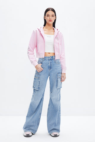 Cotton Hooded Short Sporty Sweatshirt