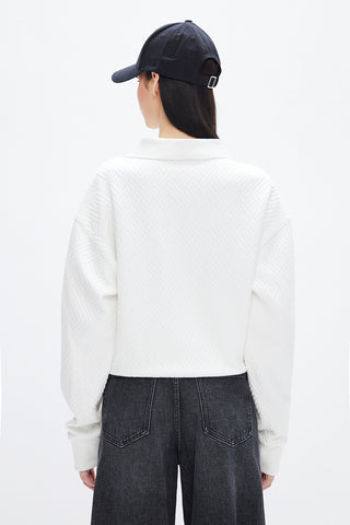 Stylish Double Collar Wool Blend Sweatshirt