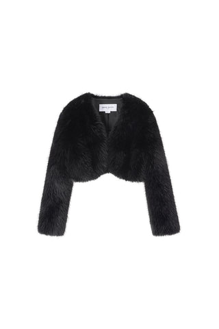 Cropped Faux Fur Coat (Eco-Friendly)