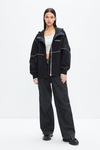 American Retro Sporty Style Colour Contrast Loose Windbreaker Jacket