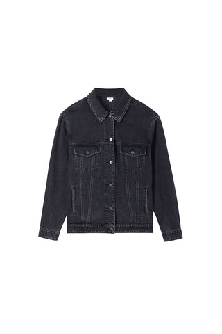 Retro Black Gray Loose Fit Denim Jacket