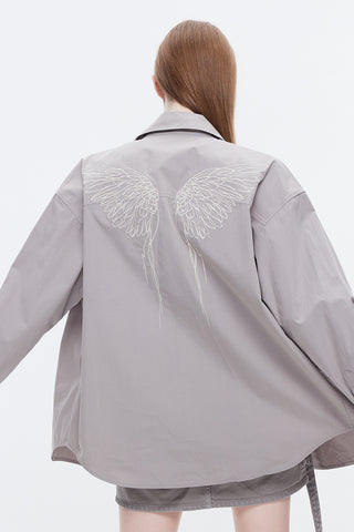 Angel Collection Embroidered Oversize Poplin Shirt