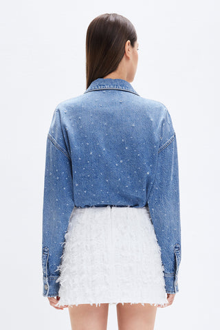 Denim Shirt With Beaded Butterfly
