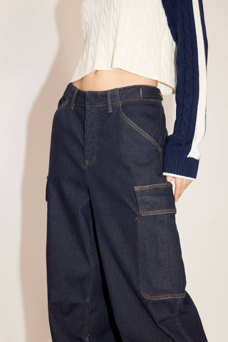Vintage High-Waist Loose-Fit Cargo-Style Distressed Denim Jeans