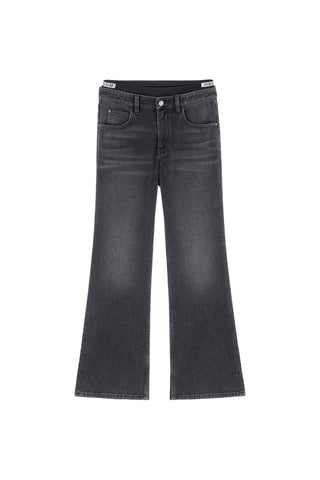 Black And Gray Double - Waisted Jeans
