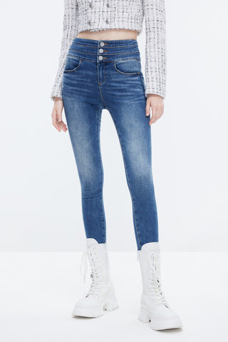 High Waist Slim Fit Ripped Jeans