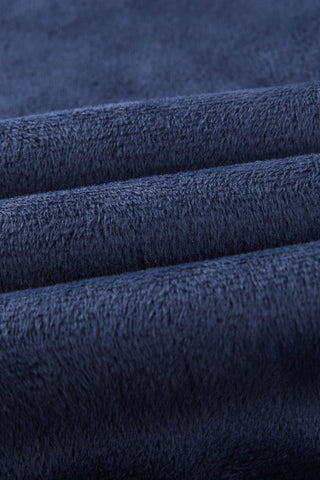 Dark Blue Super High Waist Fleece Thermal Jeans With Four Buttons