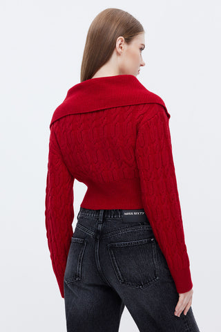 Vintage Red Zipped Wool Sweater