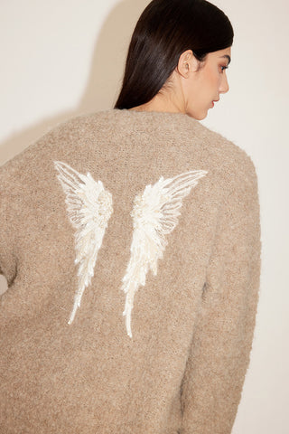 Angel Collection Embroidered V-Neck Woolen Jacket