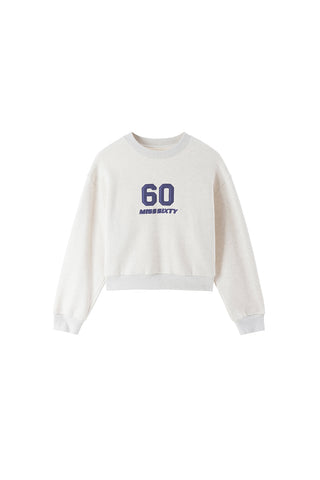 Round Neck Vintage Sporty Sweatshirt With Logo Embroidery