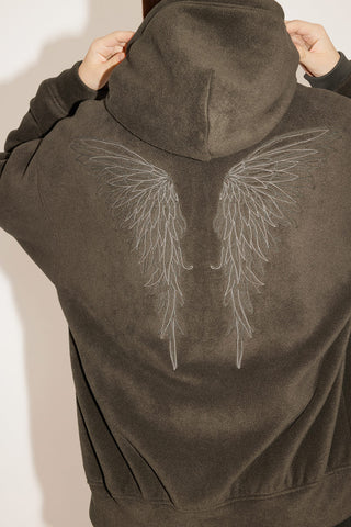 Angel Collection Stand Collar Zipper Fleece Sweatshirt