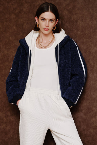 Stand-Up Collar Zip-Up Faux Shearling Warm Coat