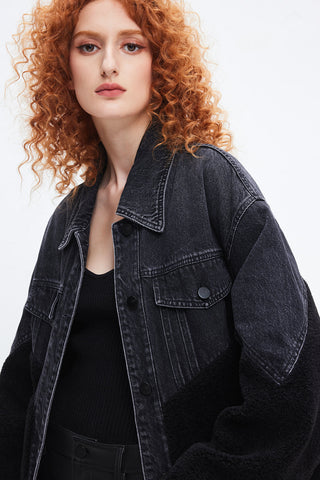 Sherpa Paneled Denim Quilted Jacket