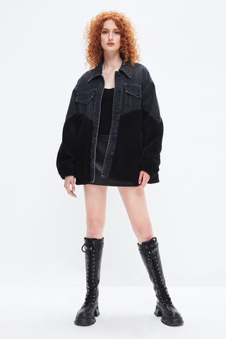 Sherpa Paneled Denim Quilted Jacket