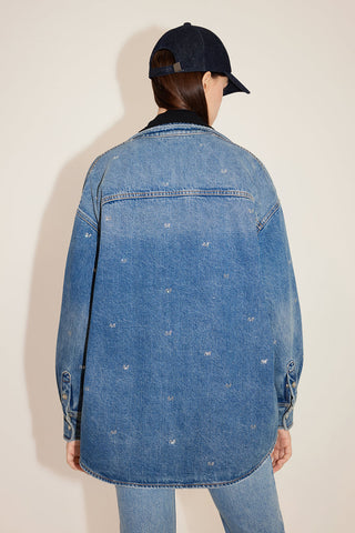 Vintage Relaxed Fir Denim Shirt With Crystal