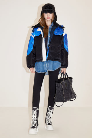 Reversible High Collar Vintage Sporty-Style Warm Down Jacket