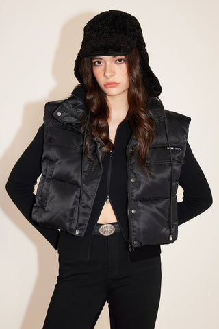 Black Stand Collar Cropped Down Jacket