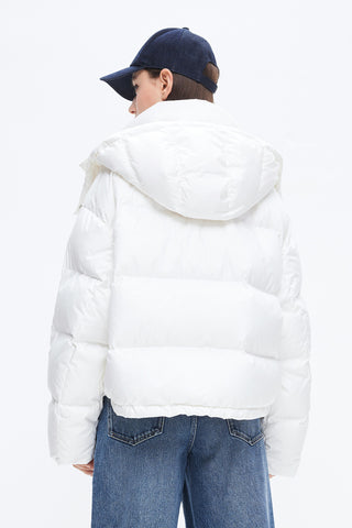 Double Zip Down Jacket With Detachable Hood
