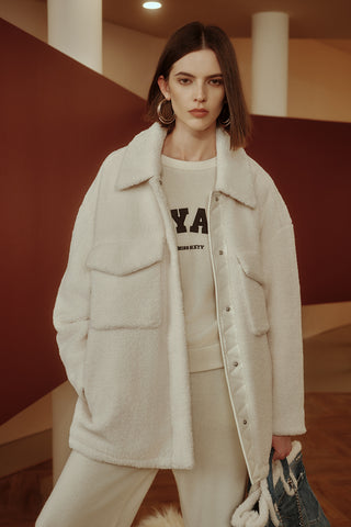 White Sherpa Soft Down Jacket