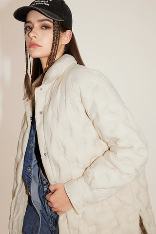 Embossed Lapel Down Jacket