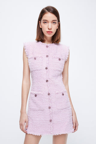 Pink Tweed Sleeveless Dress