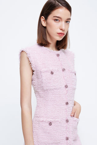Pink Tweed Sleeveless Dress