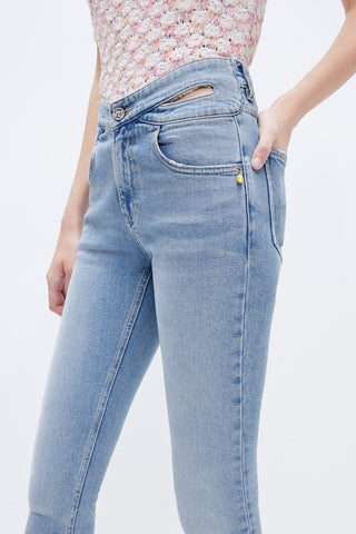Flared Jeans With Cut Out In Waistline