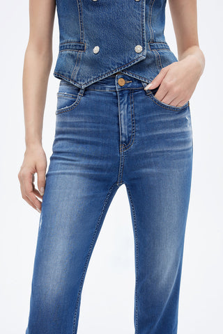 Acetate Stretchy Slim Fit Flared Jeans